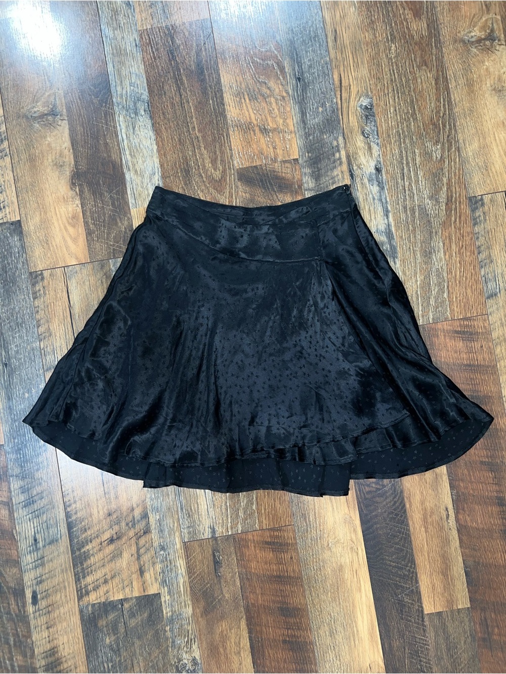 Black Flared Satin Star Skirt